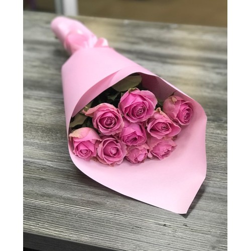 Купить на заказ Букет из 9 розовых роз с доставкой в Жаркенте