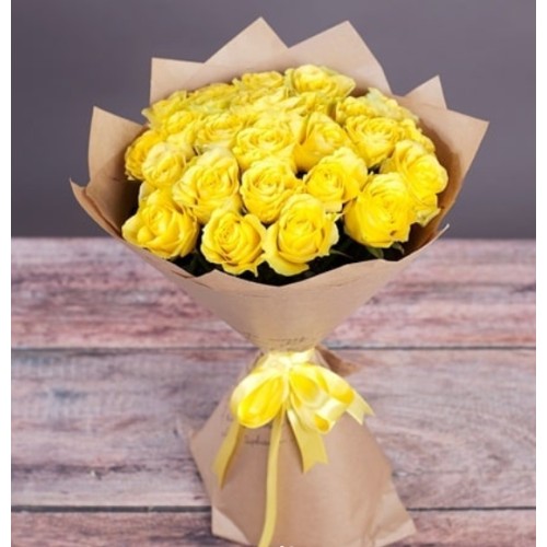 Купить на заказ Букет из 11 желтых роз с доставкой в Жаркенте