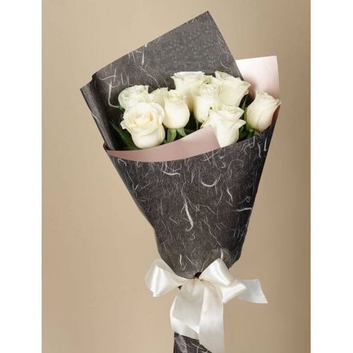Купить на заказ Букет из 9 белых роз с доставкой в Жаркенте
